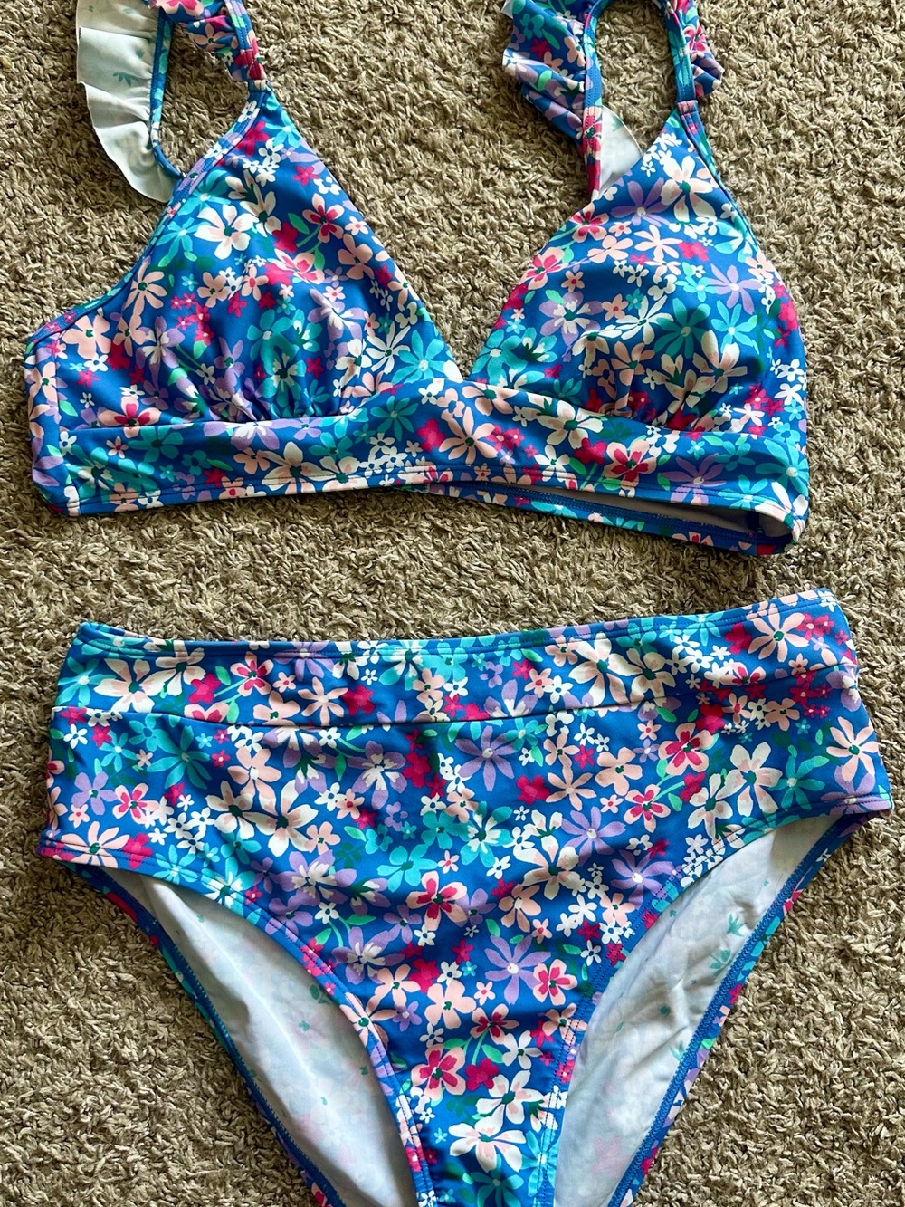 Blue Floral Two-Piece Bikini Set